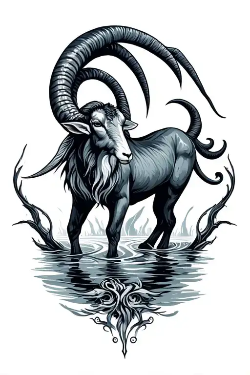 Capricorn sea goat tattoo design idea