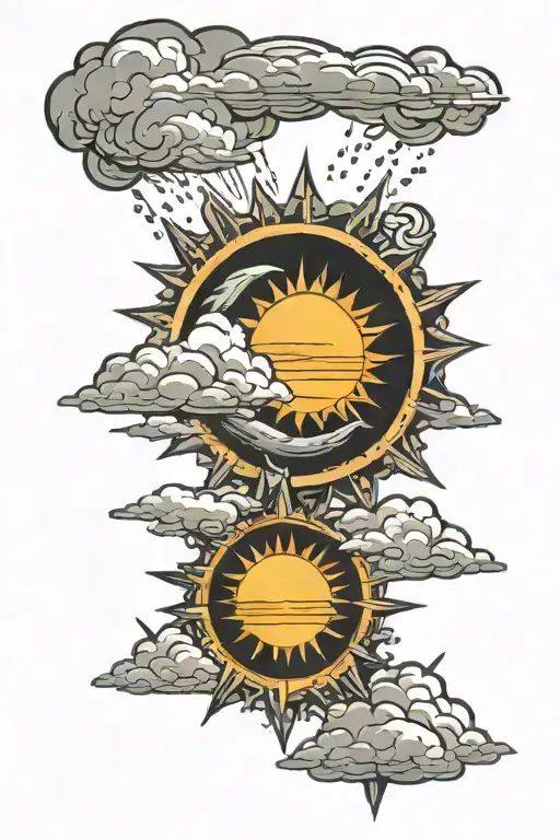 sun rays driving away the clouds  tattoo design idea