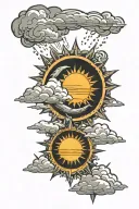 sun rays driving away the clouds  tattoo design idea