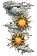 sun rays driving away the clouds  tattoo design idea