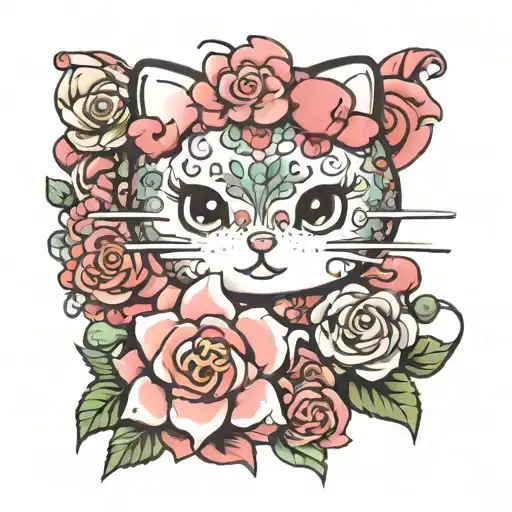 hello Kitty flores tattoo design idea