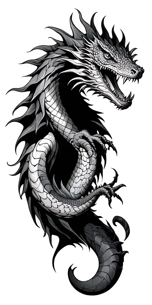 basilisk  starting mid forearm ending at shoulder tattoo design idea