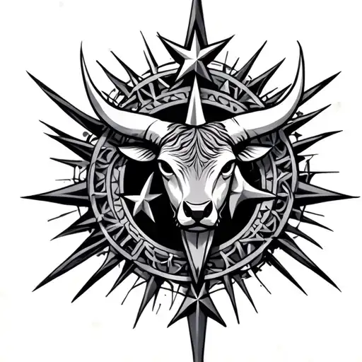 "Kenneth" taurus symbol with realistic stars forming tattoo design idea