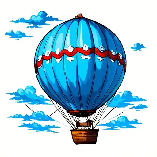 hot air balloon floating tattoo design idea