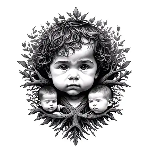 new born- first boy in family tree tattoo design idea