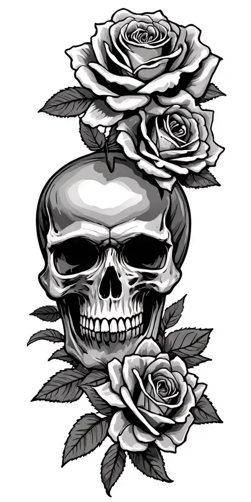 skull roses USMC firefighting tattoo design idea