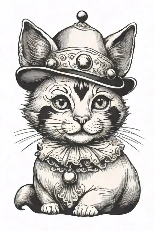 Pierrot clown cat cute tattoo design idea