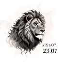 Lion and runes by date of birth 23.07 tattoo design idea