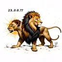 Lion and runes by date of birth 23.07 tattoo design idea