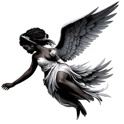 african angel tattoo design idea