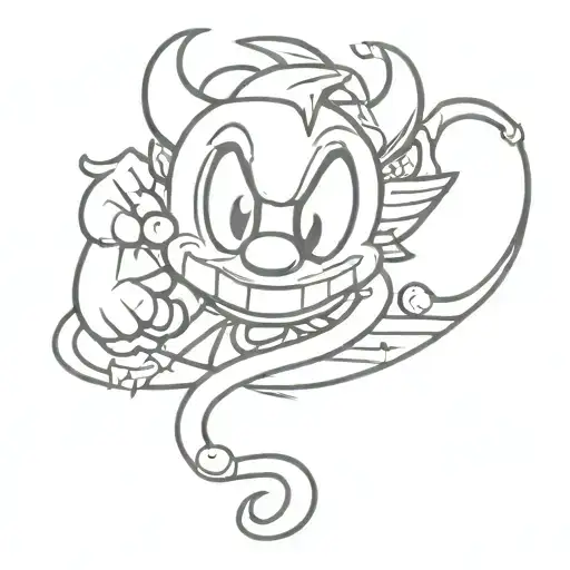 cuphead devil playing slot machines sitting tattoo design idea