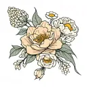 a minimilistic , very simple and small ,tattoo design of a flower bouquet. paperwhite,carnation,daisy, 060911 tattoo design idea