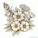 a minimilistic , very simple and small ,tattoo design of a flower bouquet. paperwhite,carnation,daisy, 060911 tattoo design idea