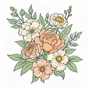 a minimilistic , very simple and small ,tattoo design of a flower bouquet. paperwhite,carnation,daisy, 060911 tattoo design idea