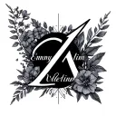 "Emmy Valentin" monogram using geometric shapes tattoo design idea