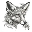 Fox with fauna  tattoo design idea