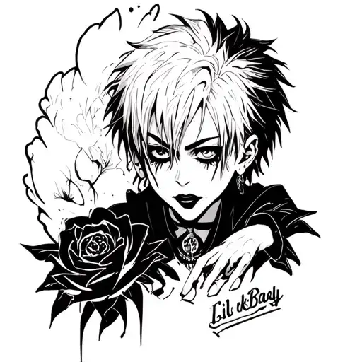 anime hisoka + lil peep crybaby  tattoo design idea
