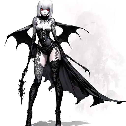 nier automata 2b vampire girl full body tattoo design idea