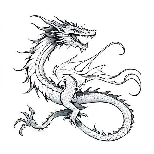 Fine Line Dragon tattoo design idea