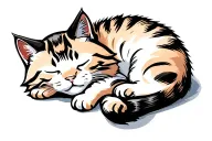 ginger cat sleeping tattoo design idea