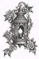 gothic lantern with Marcus Aurelius half face tattoo design idea