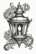 gothic lantern with Marcus Aurelius half face tattoo design idea