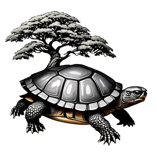 boaba tree on a tortoise tattoo design idea