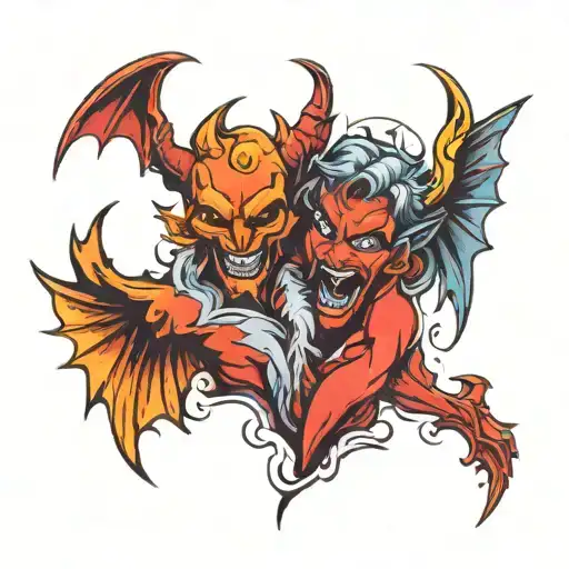 devil and angel tattoo design idea