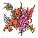 devil and angel tattoo design idea
