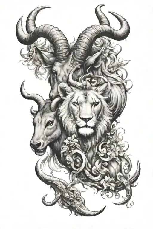 leo and capricorn  tattoo design idea
