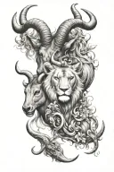 leo and capricorn  tattoo design idea