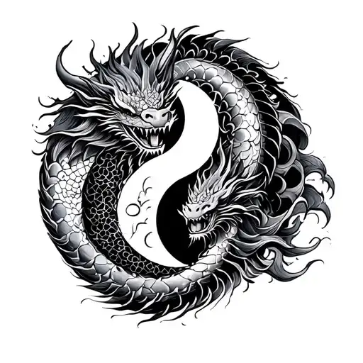 dragon yin yang design tattoo design idea