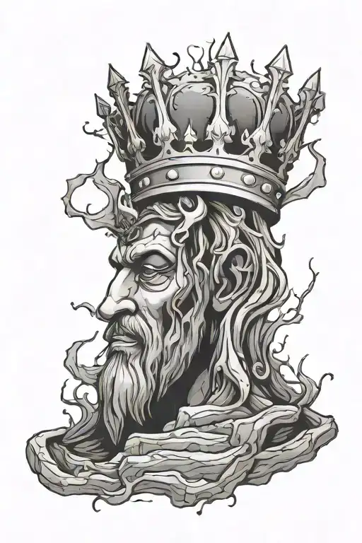 cave with a king crown hanging tattoo design idea