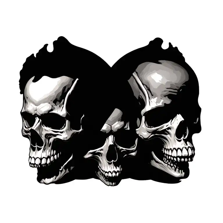 multiple skulls black inc tattoo design idea