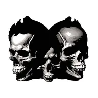 multiple skulls black inc tattoo design idea