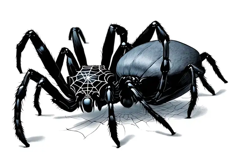 black widow spider with web tattoo design idea