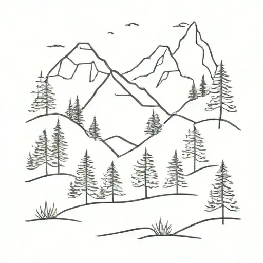 minimal forrest mountain tattoo design idea