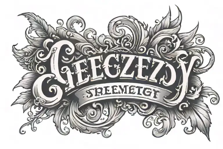 Geezy in fancy lettering with shading adapted tattoo design idea