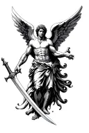 St. Michael archangel with sword tattoo design idea