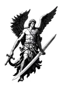 St. Michael archangel with sword tattoo design idea