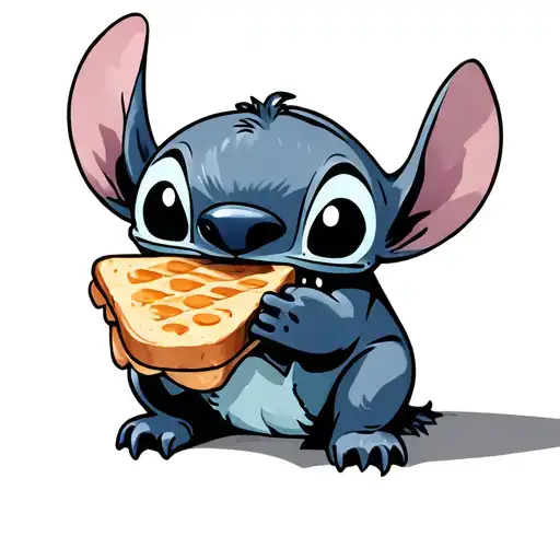 stich eating a grilled cheese tattoo design idea