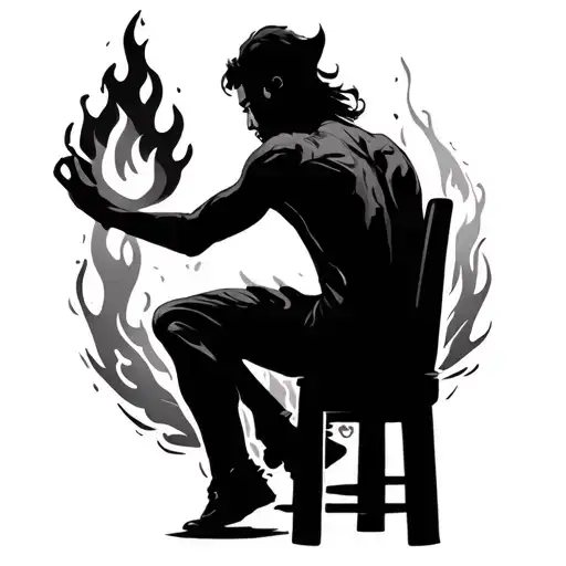 sitting at bar fire rising tattoo design idea