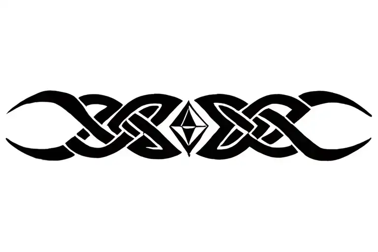 abstract viking tribal knot with diamond in middle tattoo design idea