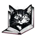 Coraline cat coming out of the book tattoo design idea