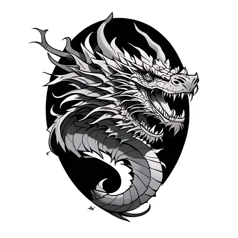 Arrow Dragon tattoo design idea