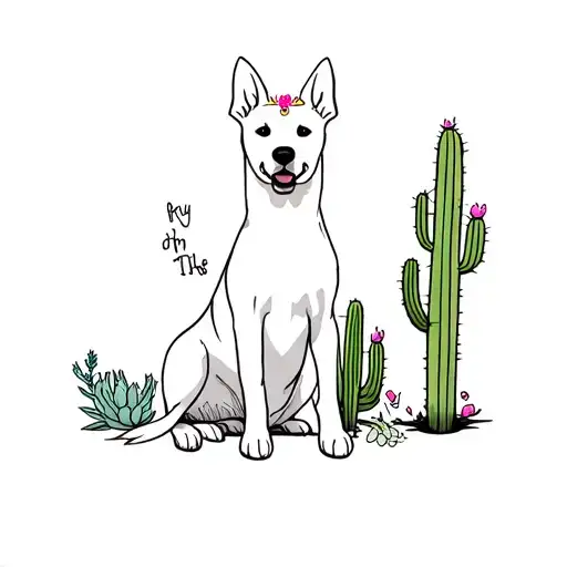 dog memorial including cacti, princess attitude, and Remy LeBeau tattoo design idea