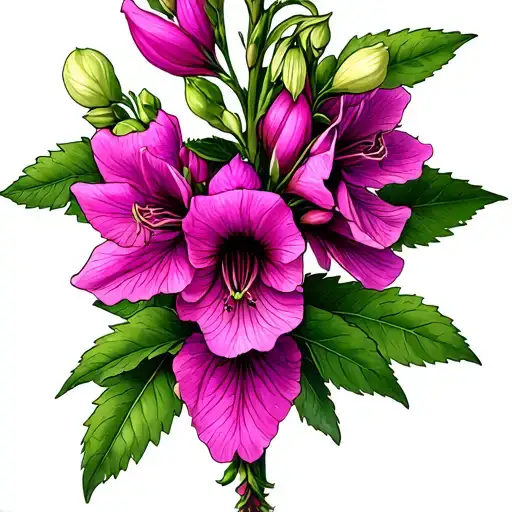 oleander, hemlock, foxglove flower digitalis purpurea tattoo design idea
