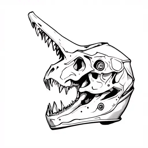 "Dinosaur skull" motorcycle helmet tattoo design idea