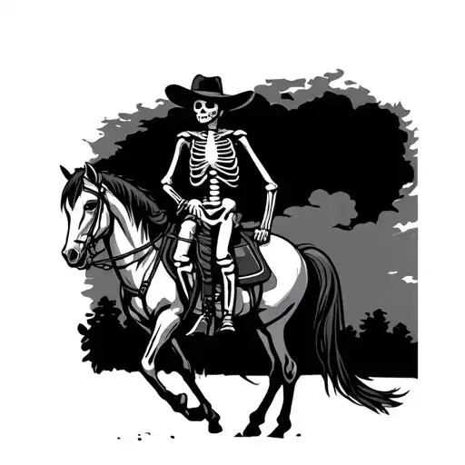 Skeleton Cowboy Riding Horse tattoo design idea