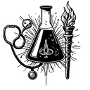 conical flask, stethoscope and Olympic torch tattoo design idea